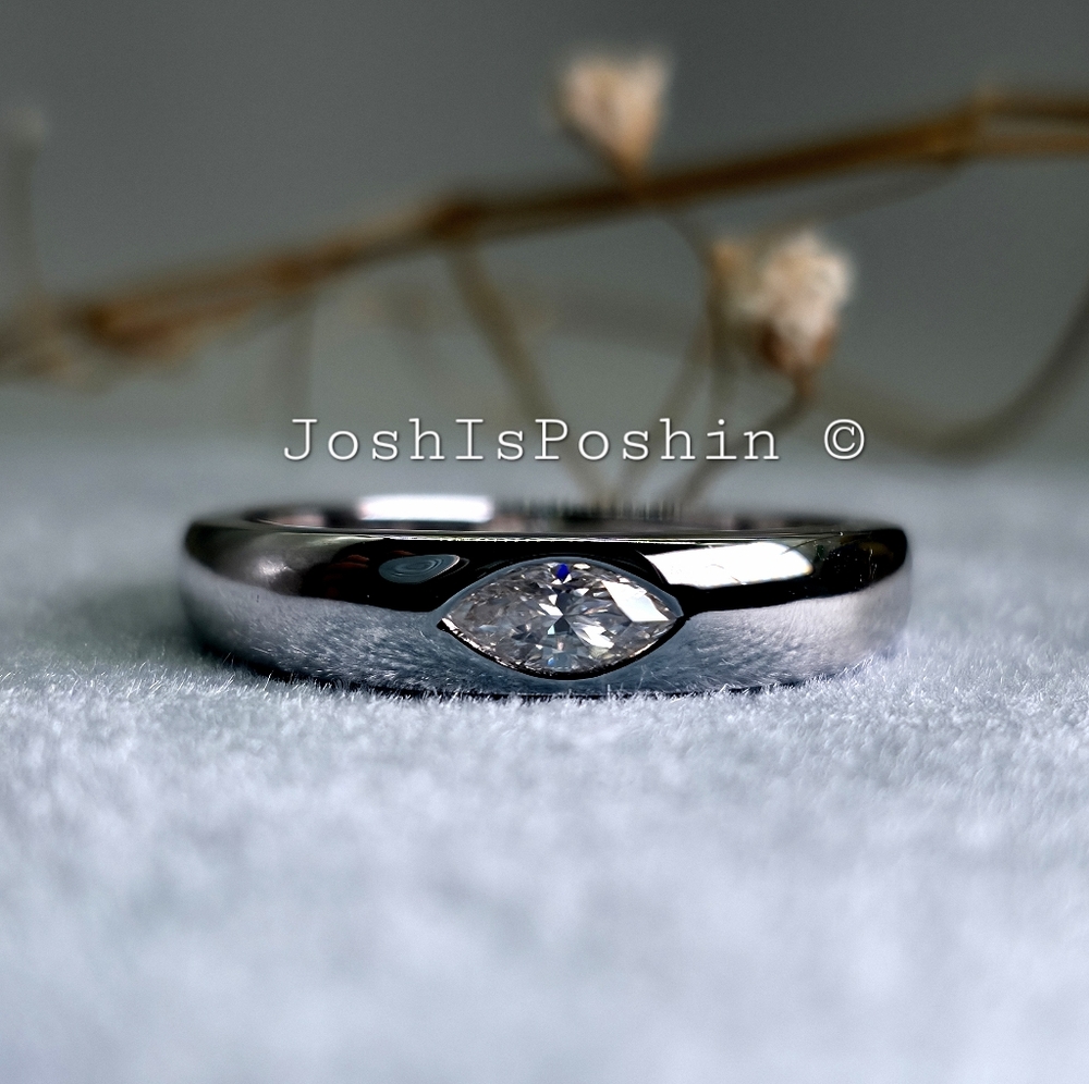 0.30ctw Marquise Shape Moissanite Anniversary Band In Sterling Silver